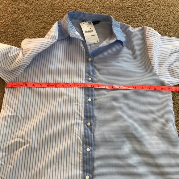 NWT! ZARA Woman Size L White with Blue striped high Top - Picture 7 of 8